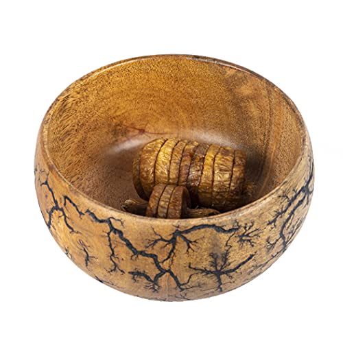 GoCraft Fractal Burn Wood Bowl, Decorative Bowl Small, 6" Diameter x 3" Height, Single Bowl - Image 5