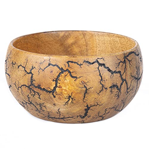 GoCraft Fractal Burn Wood Bowl, Decorative Bowl Small, 6" Diameter x 3" Height, Single Bowl - Image 1