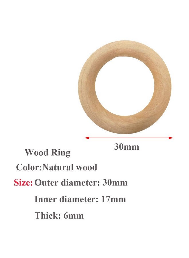 Alenybeby 30Mm Natural Wooden Ring Unfinished Solid 1.18In Wood Rings Circle For Ring Pendant And Connectors Jewelry Making Craft  - Image 3