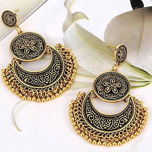 YouBella Fashion Jewellery Afghani Tribal Oxidised Dangler Earrings for Girls and Women (Combo) - Image 4