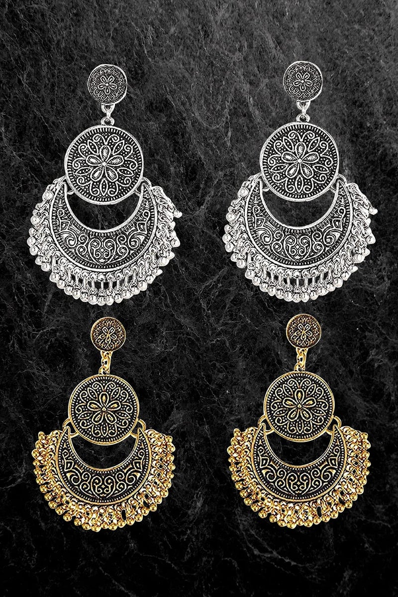 YouBella Fashion Jewellery Afghani Tribal Oxidised Dangler Earrings for Girls and Women (Combo) - Image 5