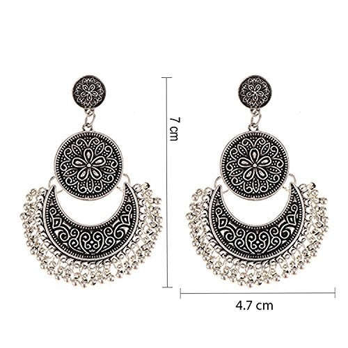 YouBella Fashion Jewellery Afghani Tribal Oxidised Dangler Earrings for Girls and Women (Combo) - Image 3