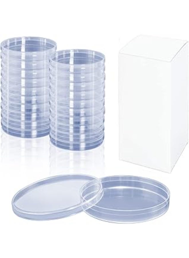 أطباق بتري بلاستيكية معقمة للاستعمال مرة واحدة مع غطاء، 90 مم × 15 مم – أطباق زراعة شفافة للمختبرات والمدارس والأبحاث (عبوة 10 قطع) - Image 1