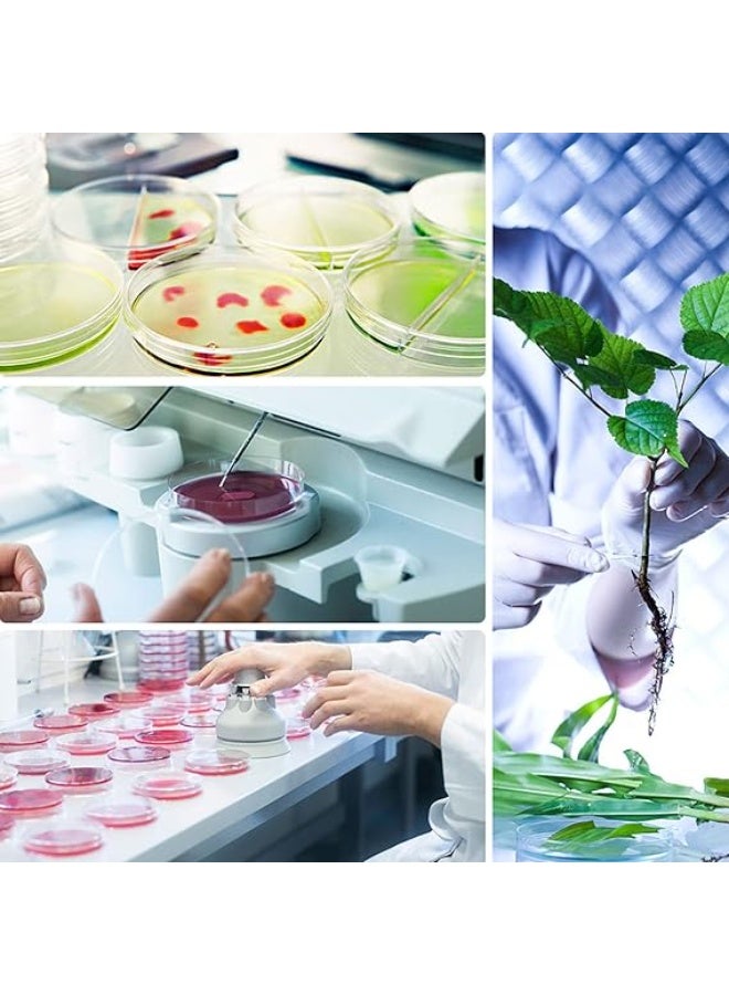 أطباق بتري بلاستيكية معقمة للاستعمال مرة واحدة مع غطاء، 90 مم × 15 مم – أطباق زراعة شفافة للمختبرات والمدارس والأبحاث (عبوة 10 قطع) - Image 2