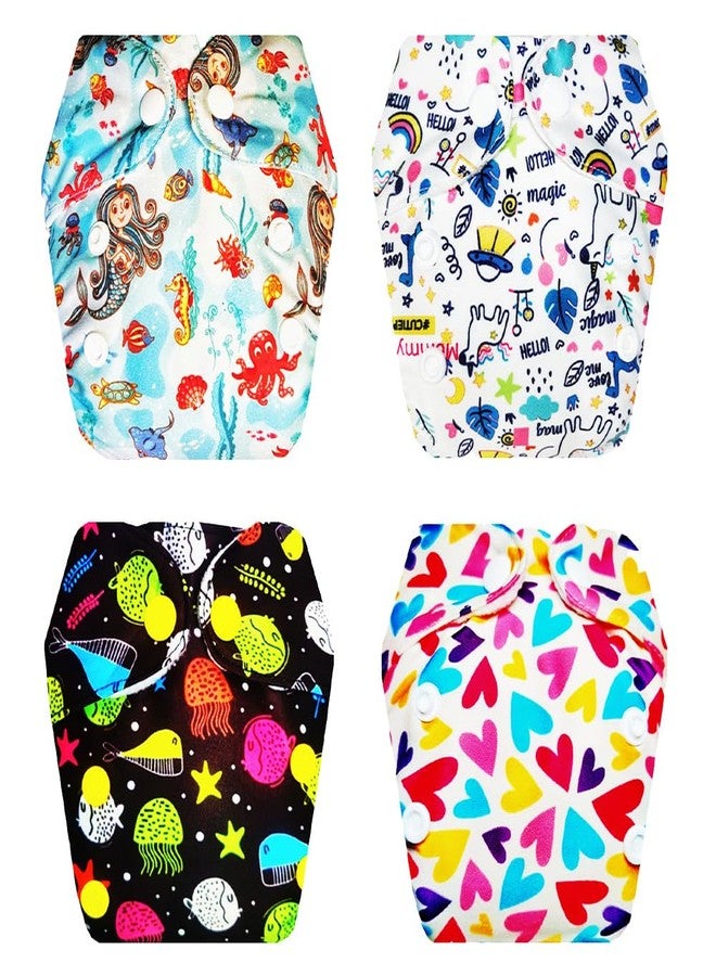 Dumbledo Premium Newborn Cloth Diaper with Integrated Insert (Pack of 4) | Soft & Gentle | Leakproof | Adjustable Snaps | Designed by Moms | 0 - 4 Months | Unisex Baby - Image 1