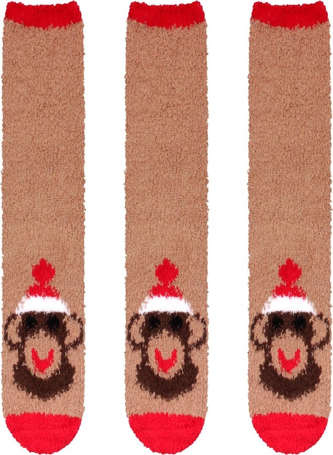 بامبو إم إن جوارب نسائية من بامبو إم إن، فائقة النعومة والدفء، مصنوعة من الألياف الدقيقة، بتصميم حيواني، رقم 07 قرد، عبوة اقتصادية من 3 أزواج - Image 1