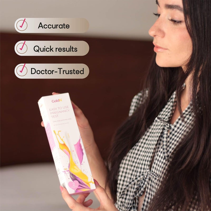 GoldN Early Detection Pregnancy Test for Women  HCG Midstream Kit  99 Accurate  EasytoUse  Fast Results with Pink Heart Indicator  MessFree FDAApproved Discreet Strips  2 Tests - Image 5