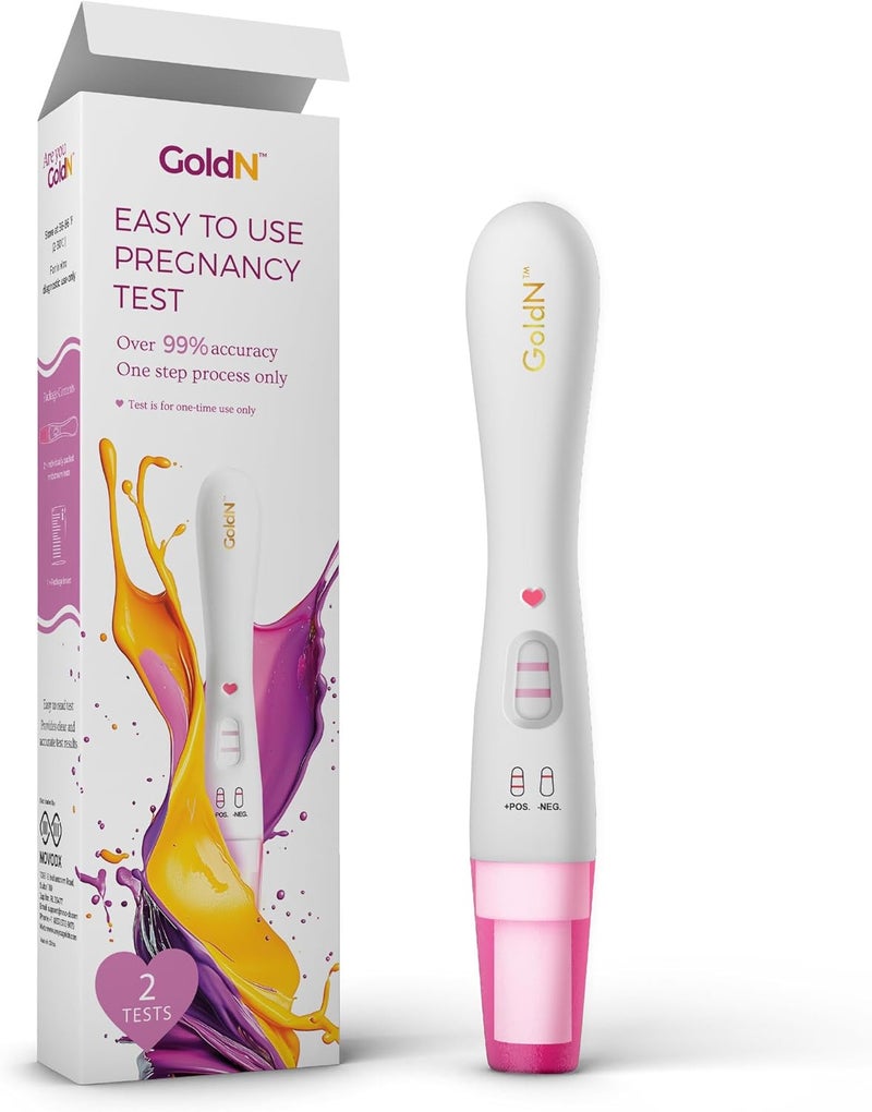 GoldN Early Detection Pregnancy Test for Women  HCG Midstream Kit  99 Accurate  EasytoUse  Fast Results with Pink Heart Indicator  MessFree FDAApproved Discreet Strips  2 Tests - Image 1