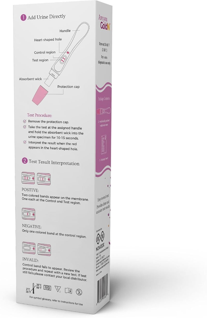 GoldN Early Detection Pregnancy Test for Women  HCG Midstream Kit  99 Accurate  EasytoUse  Fast Results with Pink Heart Indicator  MessFree FDAApproved Discreet Strips  2 Tests - Image 2