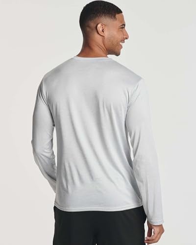REALESSENTIALS Real Essentials 4 Pack: Mens Long Sleeve Dry Fit T Shirts Hiking Fishing Workout Gym Work Sun UPF 50 Wicking Running Tee, Set 3, X-Large - Image 3