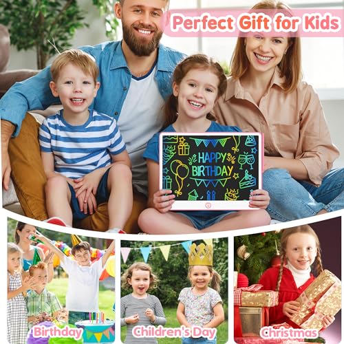 Hockvill LCD Writing Tablet for Kids 16 Inch, Toys for Girls Boys Drawing Pad for 3 4 5 6 7 Year Old Kids Toys, Easter Basket Stuffer for Kids, Toddler Doodle Board Travel Essentials - Pink - Image 3
