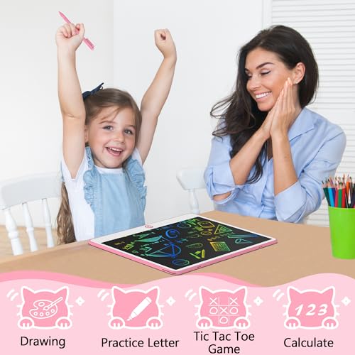 Hockvill LCD Writing Tablet for Kids 16 Inch, Toys for Girls Boys Drawing Pad for 3 4 5 6 7 Year Old Kids Toys, Easter Basket Stuffer for Kids, Toddler Doodle Board Travel Essentials - Pink - Image 2