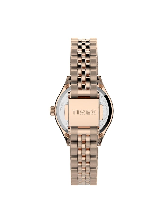 تيميكس ساعة TIMEX النسائية بهيكل من الفولاذ المقاوم للصدأ باللون الذهبي الوردي وسوار من الفولاذ المقاوم للصدأ باللون الذهبي الوردي. - Image 3