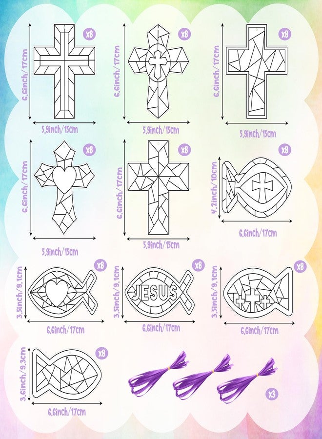 بيومي مجموعة تلوين الصليب من بيومي - 83 قطعة، مجموعة تلوين الصليب بنفسك للأطفال، مدرسة الأحد، أنشطة دينية مسيحية، أسماك تلوين يدوية، زينة هندسية، بطاقات، أنشطة فنية للفصل الدراسي، الكنيسة، حفلات عيد الفصح - Image 2