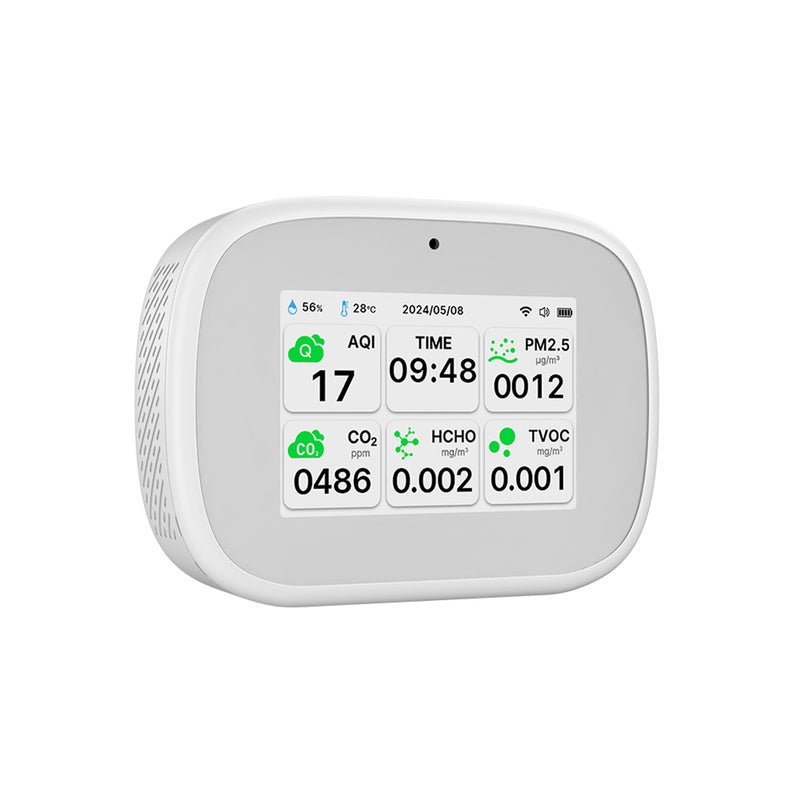 مكشاف جودة الهواء اللاسلكي من تويا 10 في 1، محمول منزلي، مقياس AQI PM2.5 PM1.0 PM10 CO2 TVOC HCHO، بشاشة TFT، مقياس متعدد الوظائف لقياس الوقت والدرجة الحرارية والرطوبة - Image 1