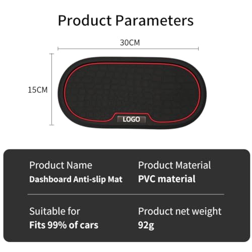 AAKICHI Car Dashboard Anti-Slip Mat PVC Storage Pad Organiser Black & Red, Vehicle Accessory - Image 5