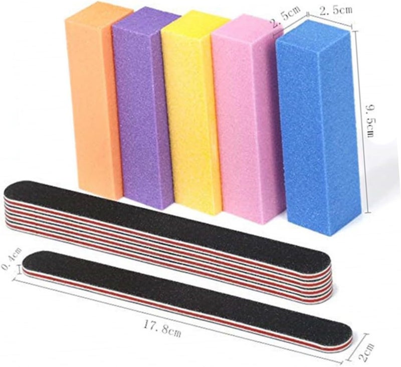 Square Nail File and Buffer Set 20pcs Double-Sided Nail Sanding Blocks High Elasticity Supplies for Women Manicure Home Use Random Color - Image 2