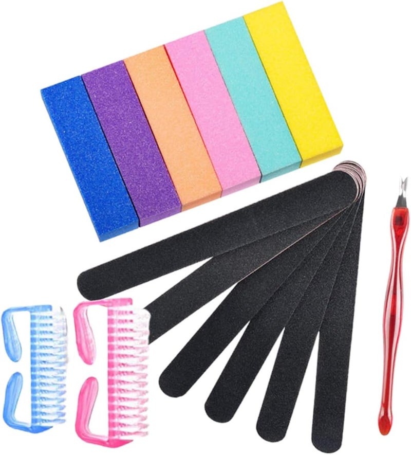 Square Nail File and Buffer Set 20pcs Double-Sided Nail Sanding Blocks High Elasticity Supplies for Women Manicure Home Use Random Color - Image 1