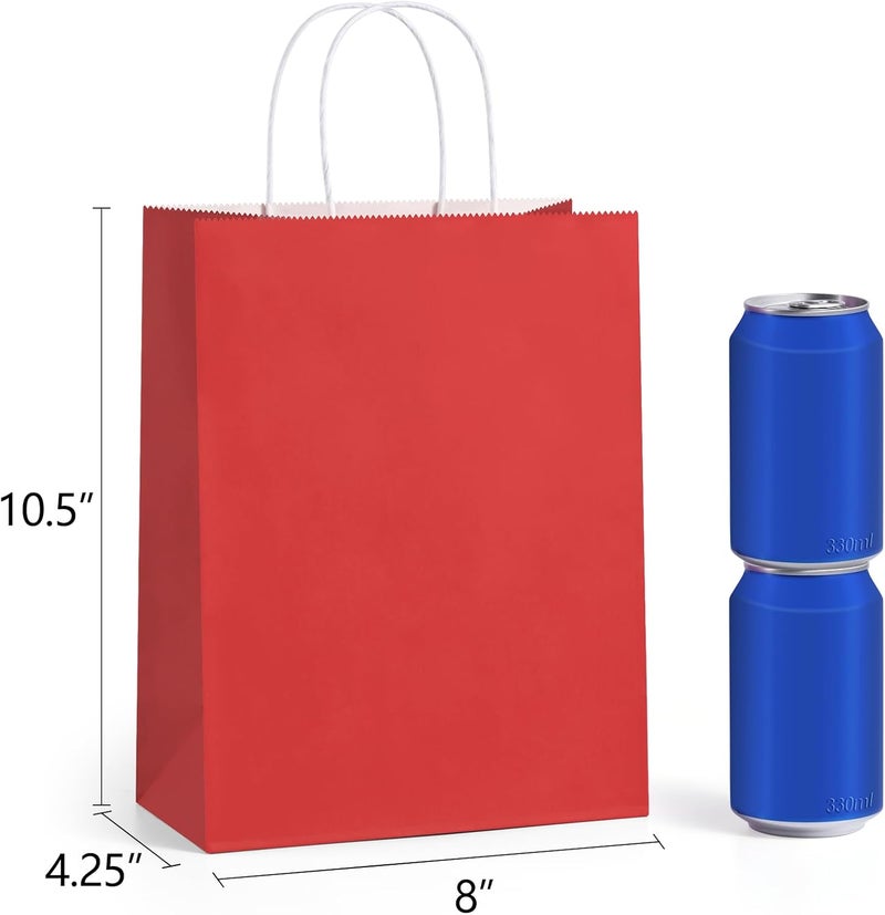 BagDream 100Pcs Red Gift Bags - Medium Kraft Paper - Image 2