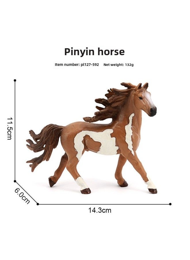 Solid Simulation Animal Model Horse Horse Horse Horse Horse Black Horse Horse Children's Cognitive Toys Animal Model Horse Ornaments-Color:Pint Stallion 127-592  - Image 1