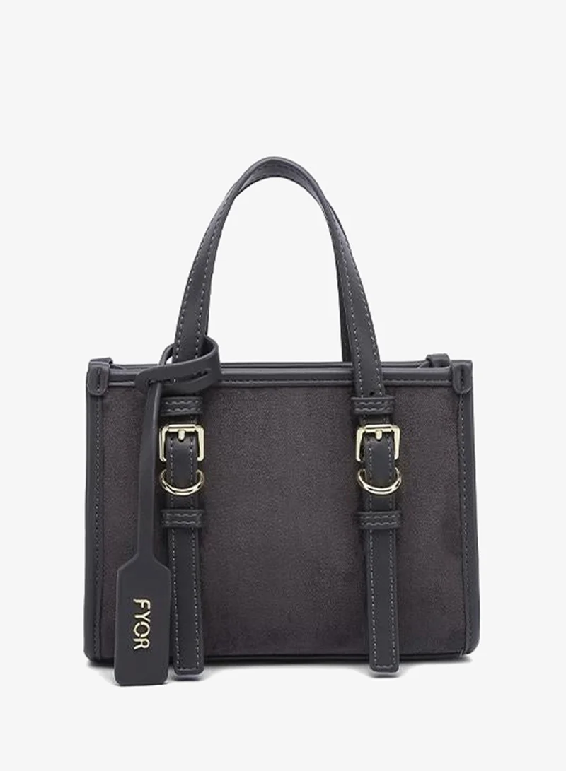 Buckled Suede-Finish Mini Tote DR 015