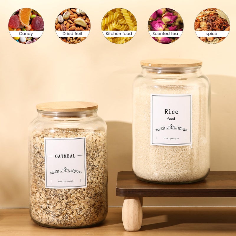 CYYKDA 108oz Large Glass Jar With Lid- Glass Jars Kitchen Canisters With Airtight Bamboo Lids- Food Storage Containers For Flour Sugar Cereal, Egg, Cookie-2 Pack - Image 4