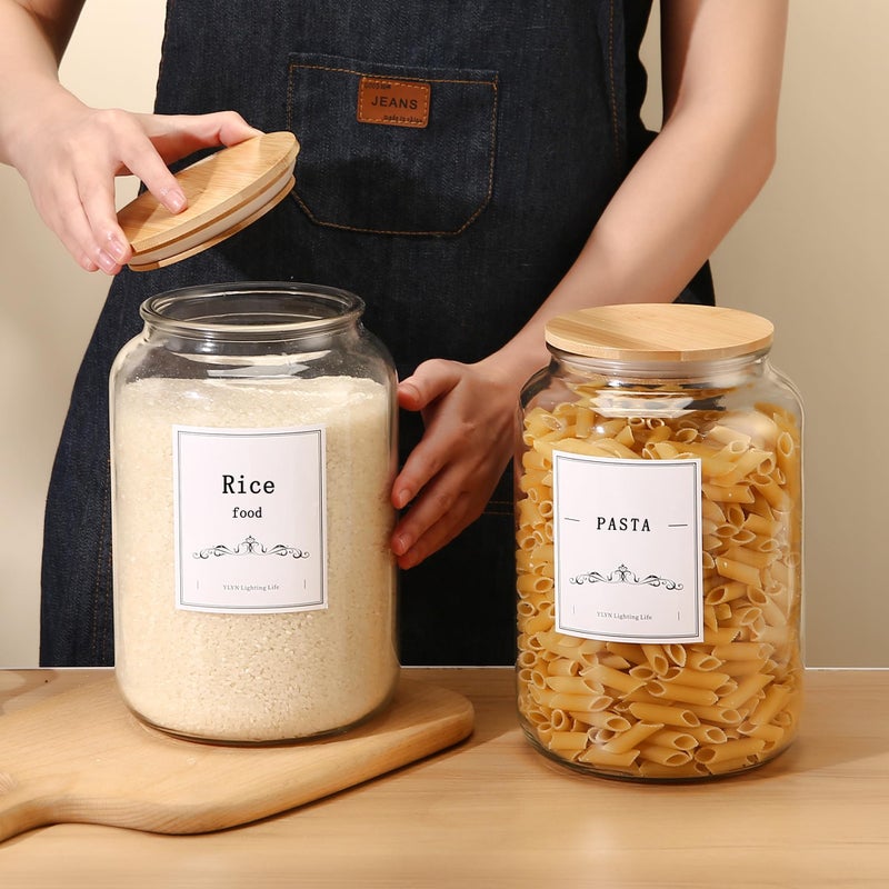 CYYKDA 108oz Large Glass Jar With Lid- Glass Jars Kitchen Canisters With Airtight Bamboo Lids- Food Storage Containers For Flour Sugar Cereal, Egg, Cookie-2 Pack - Image 2