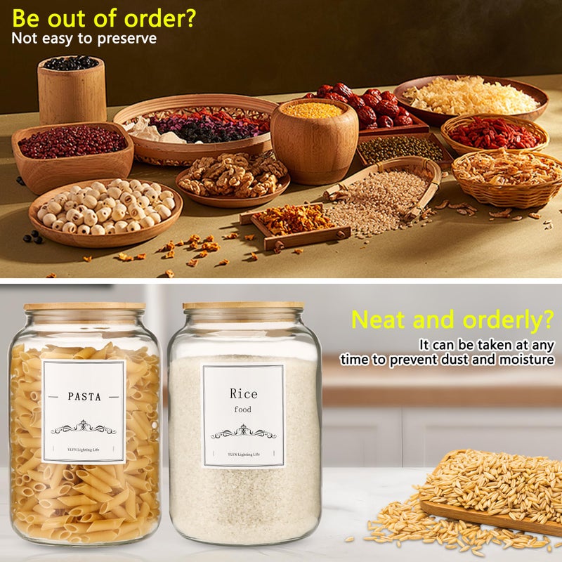 CYYKDA 108oz Large Glass Jar With Lid- Glass Jars Kitchen Canisters With Airtight Bamboo Lids- Food Storage Containers For Flour Sugar Cereal, Egg, Cookie-2 Pack - Image 3