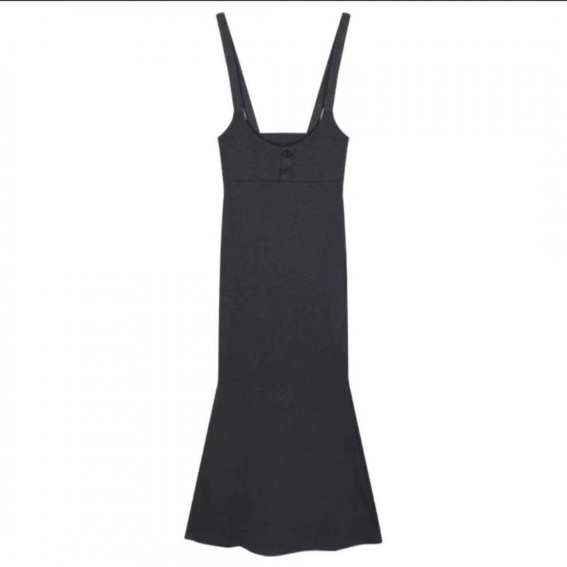 Spicy Girl Hong Kong Style Slim-Fit Hip-Wrap Dress Set 2024 Dark floral gray suspender skirt