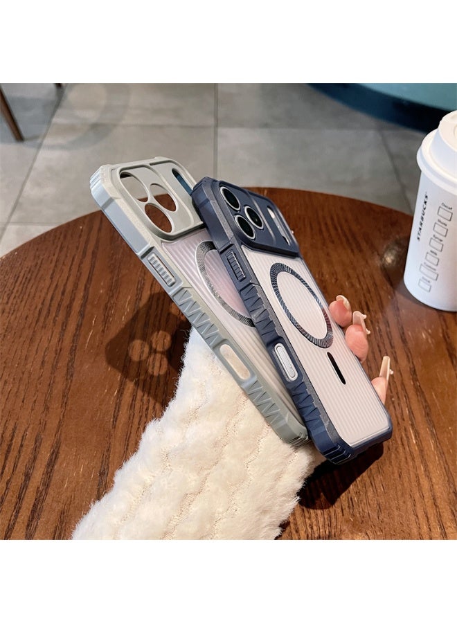 Magnetic Wireless Charge For iPhone 18 17 16 15 14 13 Pro Max Phone Case, Silicone Anti-Slip Frame&Four Corner Anti Drop Airbag Protection Matte Stripe Phone Cover,Grey - Image 5