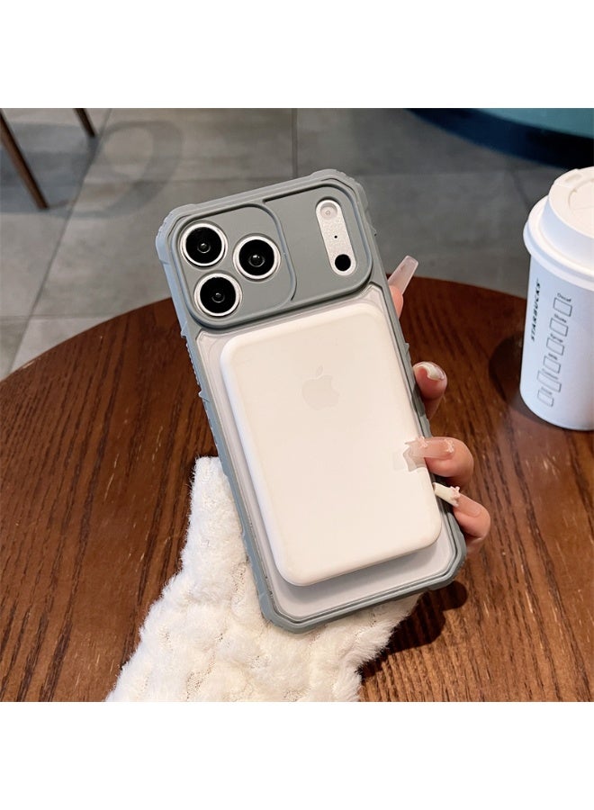 Magnetic Wireless Charge For iPhone 18 17 16 15 14 13 Pro Max Phone Case, Silicone Anti-Slip Frame&Four Corner Anti Drop Airbag Protection Matte Stripe Phone Cover,Grey - Image 4