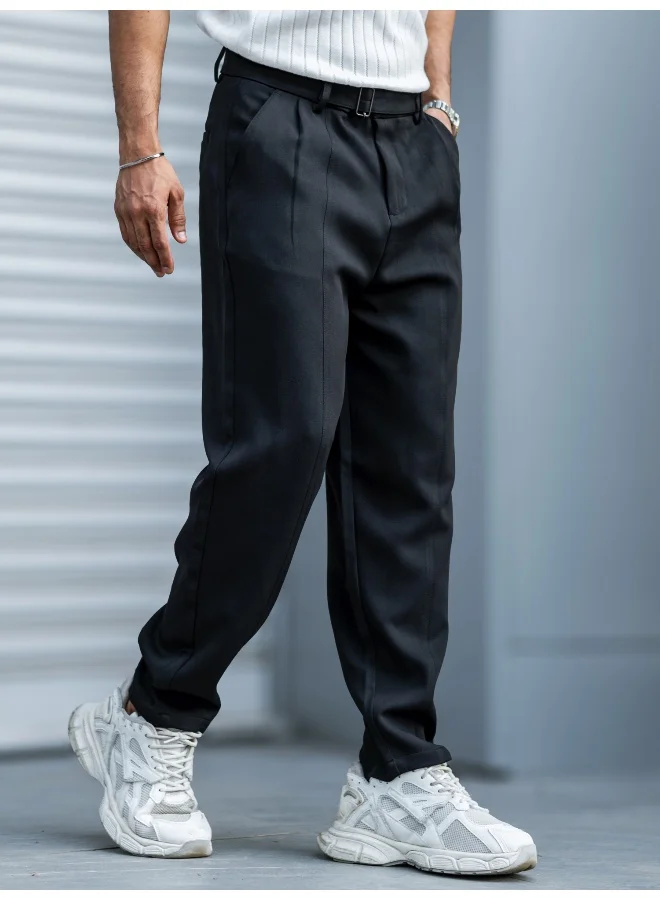 Maniac Maniac Mens Solid Black Woven Fabric Trouser