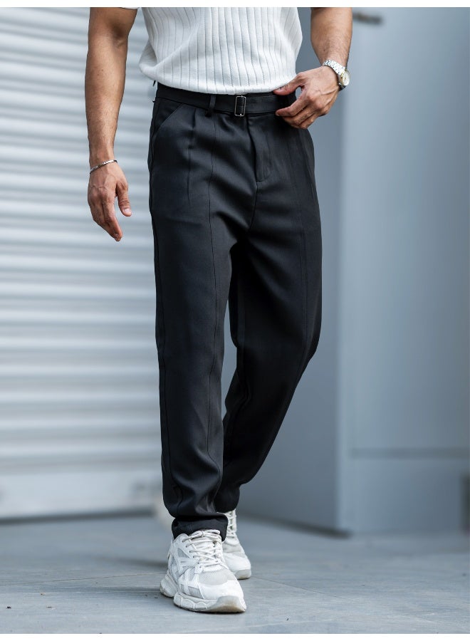 Maniac Maniac Mens Solid Black Woven Fabric Trouser  - Image 3