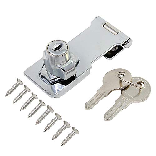 dingchi Door Lock Latch Cabinet Locks with Keys Hasp Lock，3-Inch Clasp Keyed Hasp Latch Lock Safety Gate Latches,Without Padlock,Chrome - Image 4