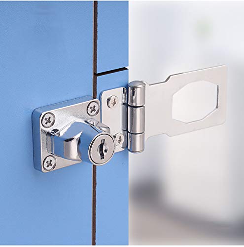 dingchi Door Lock Latch Cabinet Locks with Keys Hasp Lock，3-Inch Clasp Keyed Hasp Latch Lock Safety Gate Latches,Without Padlock,Chrome - Image 2