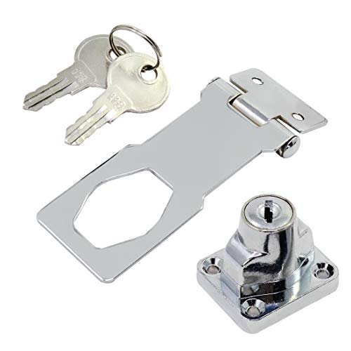 dingchi Door Lock Latch Cabinet Locks with Keys Hasp Lock，3-Inch Clasp Keyed Hasp Latch Lock Safety Gate Latches,Without Padlock,Chrome - Image 1