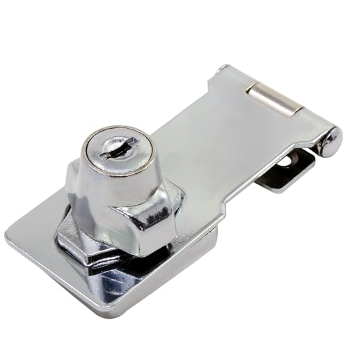 dingchi Door Lock Latch Cabinet Locks with Keys Hasp Lock，3-Inch Clasp Keyed Hasp Latch Lock Safety Gate Latches,Without Padlock,Chrome - Image 3