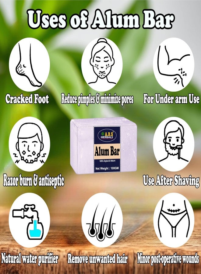 ABS HERBALS: Organic Alum bar,Shaving Kit Aid, Crystal White Alum Bar for Underarms & Shaving. Phitkari and Fitkari Bar.(Pack of 100Gm -1). - Image 3