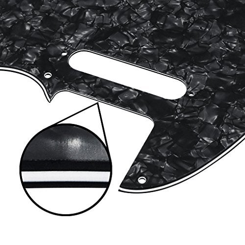FLEOR 8 Hole TL Pickguard Scratch Plate with Pickguard Screws Set Fit USA/MX Standard TL Style Pickguard Replacement, 4Ply Black Pearl - Image 4