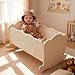 BABESIDE 3 Pcs Baby Doll Crib Set for Dolls up to 16 Inch Wooden Baby Doll Accessories Babydoll Bed Dolls Cradle with Bedding Set for Kids Pretend Play Toys Wood Doll Crib - Image 2