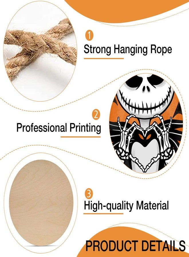Deroro Halloween Jack Skellington Sign for Front Door Decor, Spooky Bat Wood Door Hanger for Outdoor Outside Porch, Funny Wooden Wreath Party Indoor Wall Hanging Decoration - Image 3