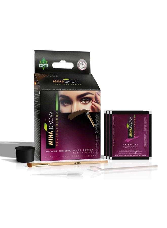 MinaiBrow مجموعة صبغة الحواجب ميناي براون بني داكن | مسحوق صبغ الحواجب الطبيعي، مقاوم للماء والبقع، صبغة حواجب فورية، تغطية 100% للشيب، 30 تطبيق، خالية من الأمونيا، نباتية، خالية من القسوة، قائمة على النباتات - Image 1