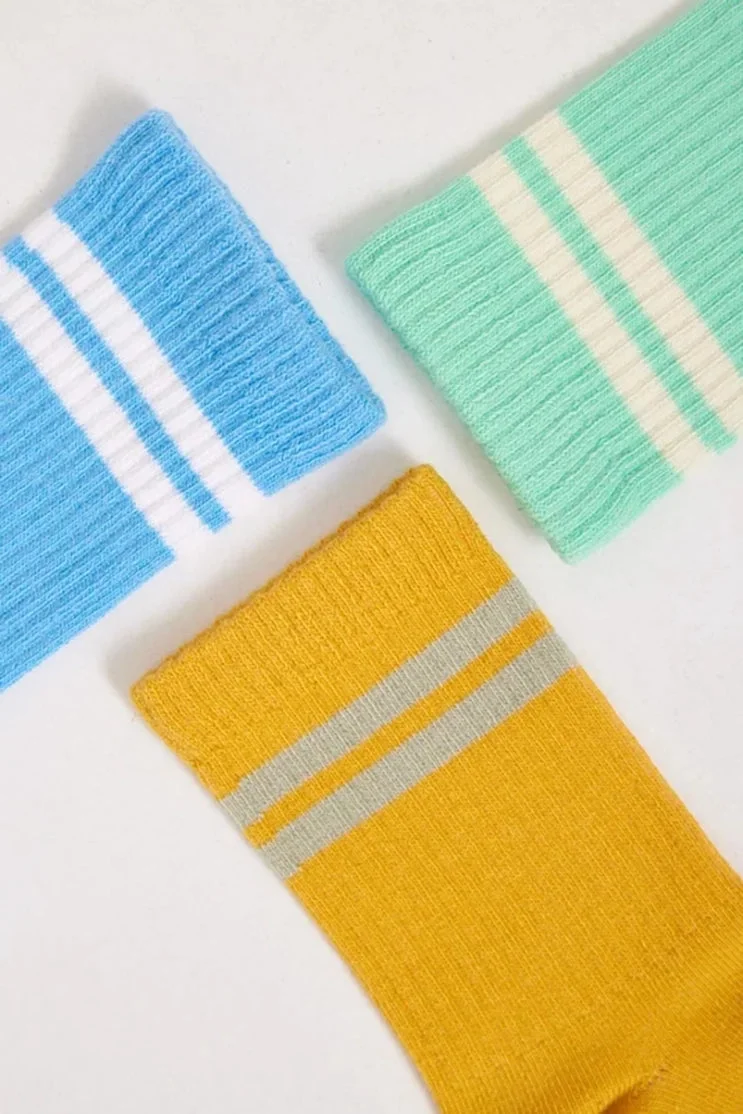 Katia&Bony Stripe Crew Socks - Yellow Mix