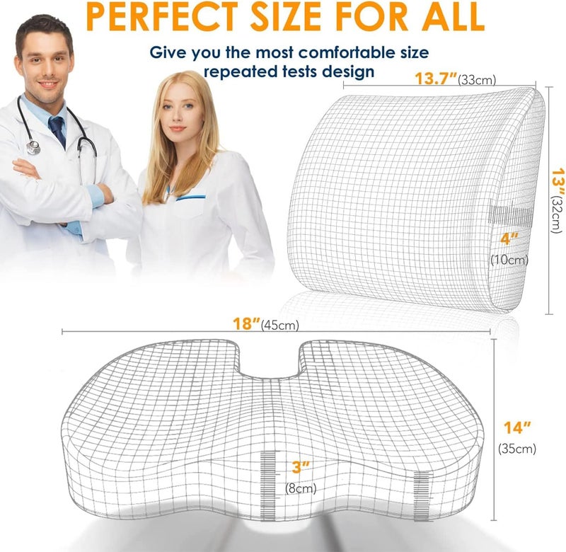 Lumbar Support Pillow for Office Desk Chair, Memory Foam Car Seat Cushion & Orthopedic Back Pillow, Ergonomic Sitting Pads (Black) - Image 2