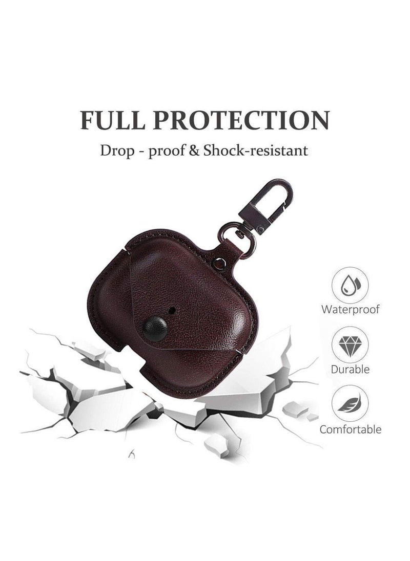 BGM - Genuine Leather Case Compatible with AirPods Pro Case, Protective Cover for Apple AirPods pro Case Headphones EarPods, Soft Leather Cover with Keychain Hook - Image 1