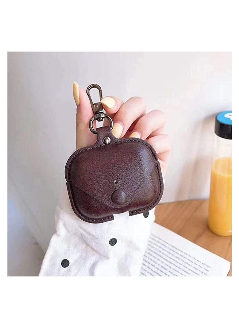 BGM - Genuine Leather Case Compatible with AirPods Pro Case, Protective Cover for Apple AirPods pro Case Headphones EarPods, Soft Leather Cover with Keychain Hook - Image 1