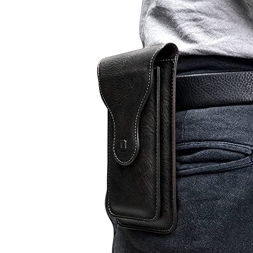 PULOKA -Multifunctional Phone Pouch - Vegan Leather - Portable Travel Holster Bag with Waist Belt - Carry Phones Upto 6", Cards, Cash - for Outdoor Sports, Hiking, Cycling, Travelling - Black - Image 3
