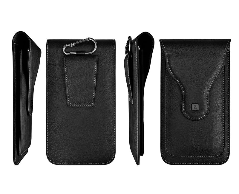 PULOKA -Multifunctional Phone Pouch - Vegan Leather - Portable Travel Holster Bag with Waist Belt - Carry Phones Upto 6", Cards, Cash - for Outdoor Sports, Hiking, Cycling, Travelling - Black - Image 4