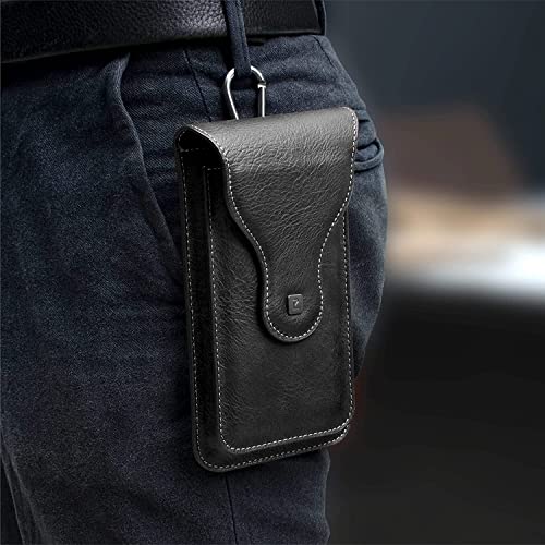 PULOKA -Multifunctional Phone Pouch - Vegan Leather - Portable Travel Holster Bag with Waist Belt - Carry Phones Upto 6", Cards, Cash - for Outdoor Sports, Hiking, Cycling, Travelling - Black - Image 5