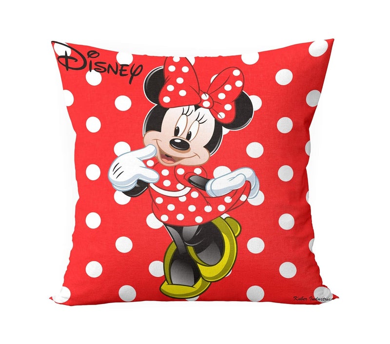 Kuber Industries Kuber Industries Disney Minnie Mickey Print Silk Special Long Crush Cushion Covers (16"x16") Set of 4, Black & Red (KUBMART0137) - Image 3